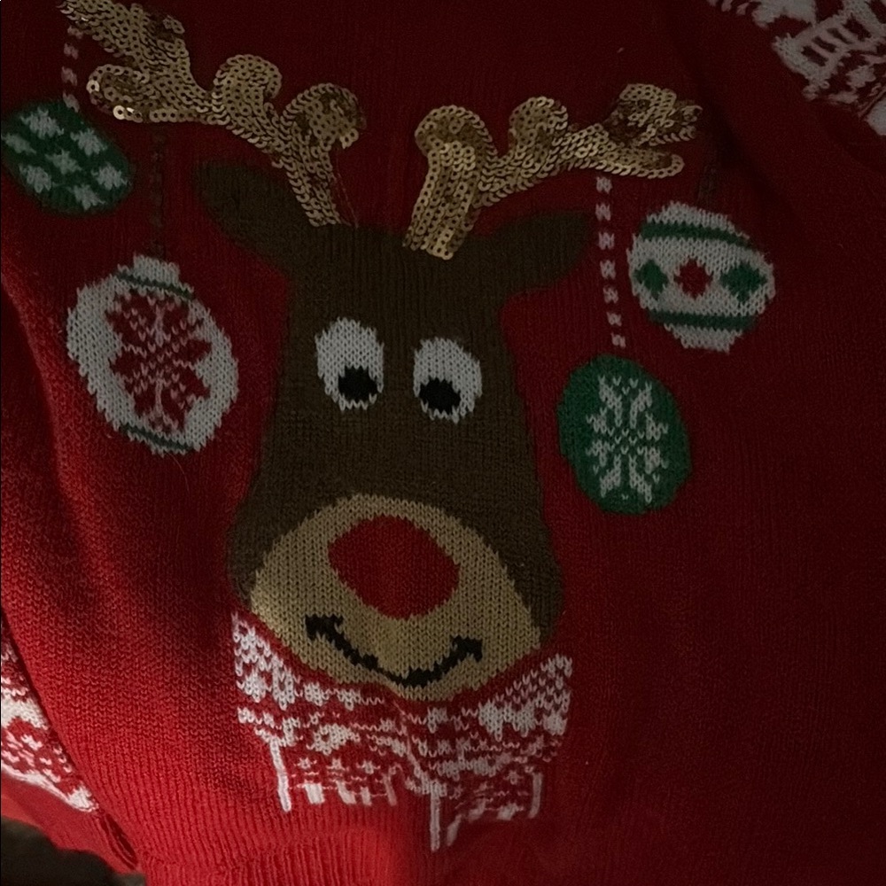 Ugly Christmas Sweater Red Reindeer Jacket
